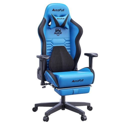 urcdkeys.com, AutoFull Gaming Chair Blue and Black PU Leather Footrest Racing Style Computer Chair Headrest E-Sports Swivel Chair AF083UPJA Official AutoFull Gaming Chair Blue and Black PU Leather Footrest Racing Style Computer Chair Headrest E-Sports Swivel Chair AF083UPJA