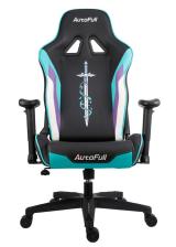Official AutoFull Gaming Chair Cyan PU Leather Racing Style Computer Chair, Lumbar Support E-Sports Swivel Chair, AF076JPU